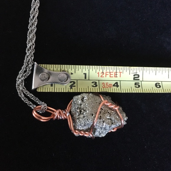Handcrafted Fools Gold Wire Wrapped Rock Necklace - Picture 5 of 10